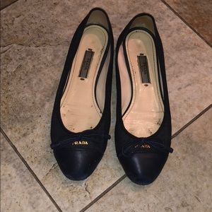 Prada denim Navy leather ballet flats size 36